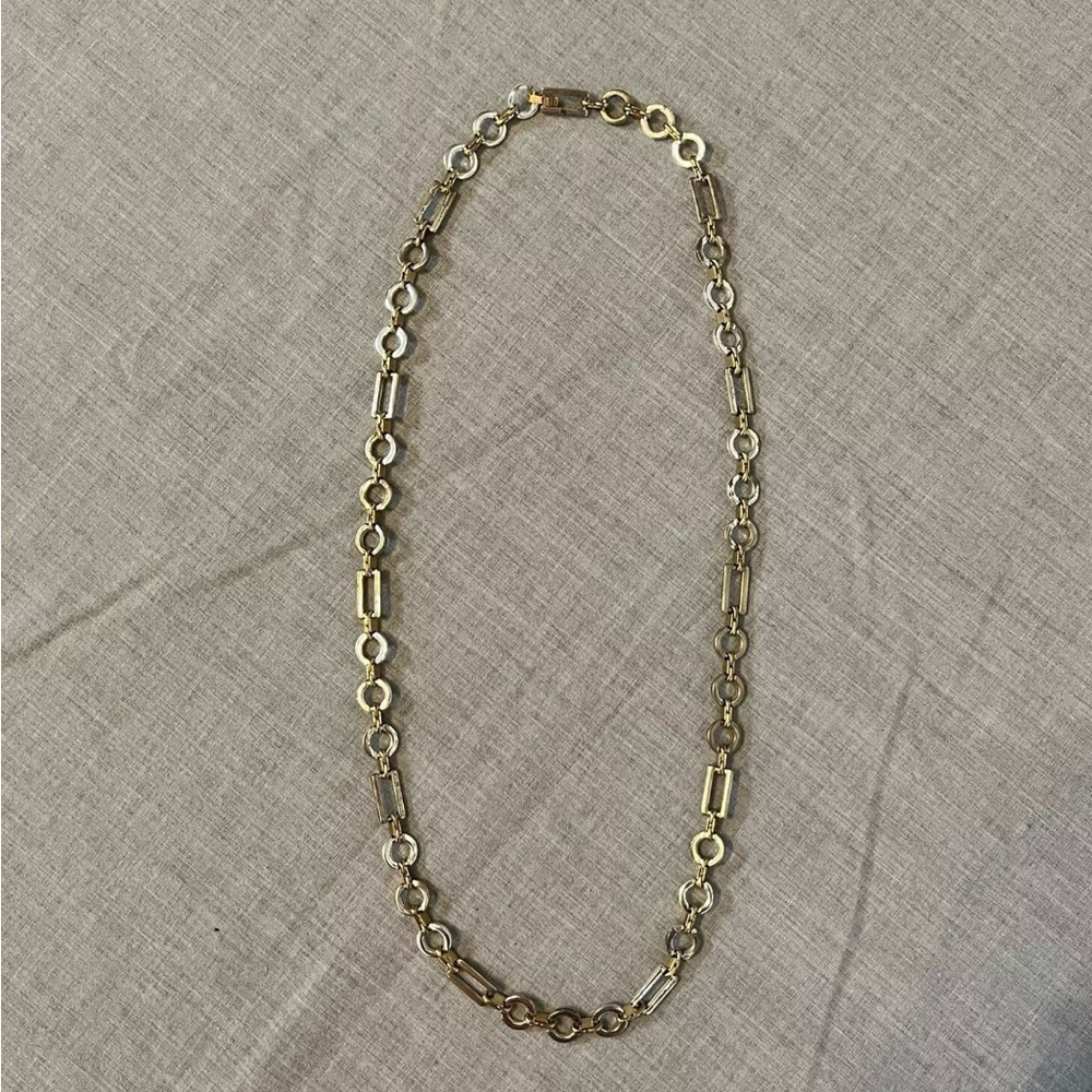 VINTAGE RALPH LAUREN GOLD & SILVER TONE CHUNKY CHAIN NECKLACE - SIGNED RARE